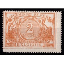 1882-94 - Belgien - AFA JB 14 - Frimærke - Jernbanepakkemærker - 2 fr. brungul - Postfrisk.